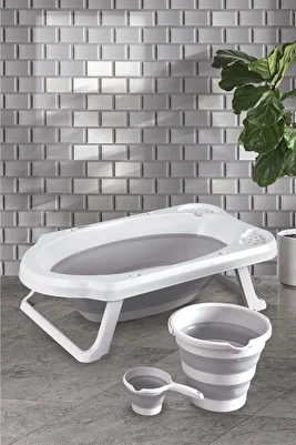 Gri Katlanır Banyo Seti ürün fotoğrafı