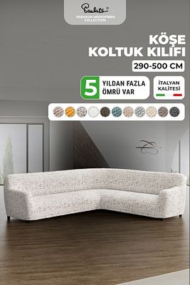 Lastikli Esnek Ve Yıkanabilir L Köşe Koltuk Örtüsü Çekyat Kanepe Kılıfı - Beyaz ürün fotoğrafı