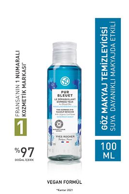 Tüm Ciltler, Çift Fazlı/Yoğun Makyaja Özel, Rahatlatıcı Göz Makyaj Temizleyici-Pur Bleuet-100ml ürün fotoğrafı