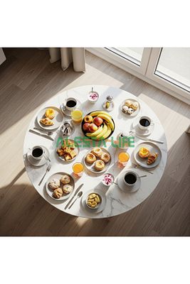 90 Cm Çap - Beyaz Desenli Katlanabilir Yer Sofrası - Oyun Masası - 21 Cm Yükseklik ürün fotoğrafı