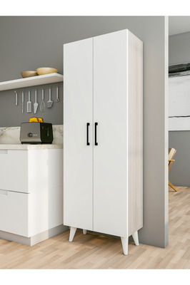 Cordoba Çok Amaçlı Dolap 2 Kapaklı 6 Raflı Sığ Derinlik Banyo Hol 60x170 Cm ürün fotoğrafı