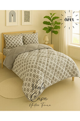 Tek Kişilik Welsoft Pufidik Uyku Seti (Lastikli Çarşaflı) Gri Zincir ürün fotoğrafı