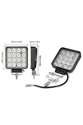 Off Road Beyaz Işık Sis Farı Lambası 16 Led Kare 12-24v 48 Watt Teknotik ürün fotoğrafı