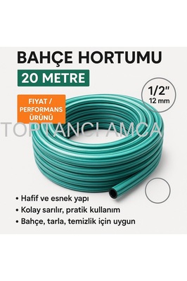 1/2" Kalın Takviyeli Zebra Market Tipi Bahçe Hortumu Sulama Toplama Musluk Tipi 20 Metre ürün fotoğrafı