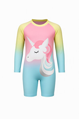 Sevimli Karakterler Güneş Koruyucu Uzun Kol Hipster Model Fermuarlı Mayo Bone ürün fotoğrafı