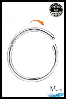 Tam Halka Piercing | 316l Cerrahi Çelik | Kararmaz | Tragus Helix Kıkırdak | Gümüş | Beden Seçenekli ürün fotoğrafı