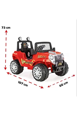 Ranger 2025 Model Direksiyondan Kontrollü Akülü Araba 12 Volt (UZAKTAN KUMANDALI) Kırmızı ürün fotoğrafı