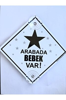 Akın Otomotiv/dikkat Arabada Bebek Var/pleksi Ikaz Levhası 15x15 Cm/yıldız Model ürün fotoğrafı