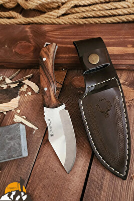 Outdoor Piknik Bıçak Çakı Kamp Bıçağı Çakısı Mutfak Şef Bıçağı Kılıflı El Yapımı ( Ceviz Ağacı Sap ) ürün fotoğrafı