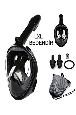 Lxl Siyah Dalış Maskesi Tam Yüz Full Face Şnorkel Anti Sızıntı Ekipmanları 360 Derece Görüntü Slikon ürün fotoğrafı