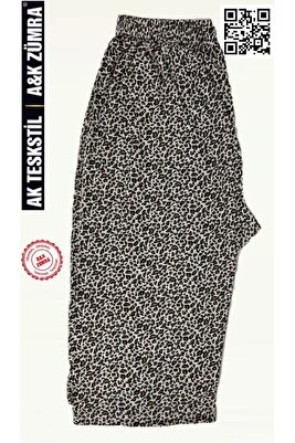 Kadın Penye Diz Altı Desenli Kapri Büyük Beden Ağlı ürün fotoğrafı