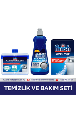 Temizlik ve Bakım Seti (Parlatıcı 400 ml + Makine Temizleyici Sıvı 250 ml + Tuz 550 g) ürün fotoğrafı