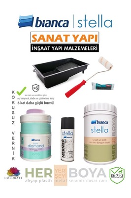 Stella Set 1 Lt - Beyaz Boya + Bianca Siyah Mermer Effekt Sprey + Bianca Diamond Sıvı Elmas Parlak ürün fotoğrafı