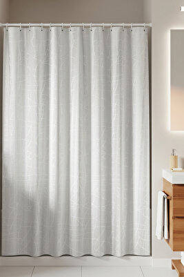 Mermer Desen Banyo Perdesi Polyester Kumaş C Halkalı Duş Perdesi Yerli Üretim Banyo Küvet Perdeleri ürün fotoğrafı