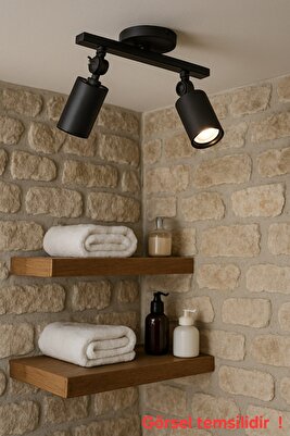 Artur 2'li Dekoratif Mat Siyah Hareketli Duvar Aplik (GÜNIŞIĞI LED AMPULLER DAHİLDİR!!!) ürün fotoğrafı