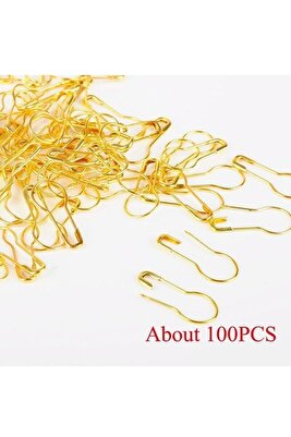 100 Adet Sarı Çengelli Iğne Ampul Armut Etiket İğnesi 2 Cm Çatal Iğne. ürün fotoğrafı