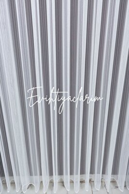 Sıralı Çelik Keten Salon Ve Misafir Odalarına Uygun 1/3 Sık Pileli Ütü Istemeyen Tül Perde ürün fotoğrafı