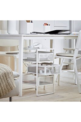 Lennart Beyaz Keson Tekerlekli 3 Çekmeceli Dolap Raf Ünitesi Evrak Dosya Eşya Dolabı ürün fotoğrafı