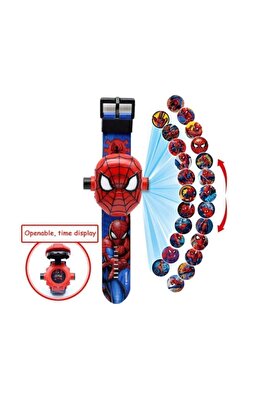 Spiderman Örümcek Adam Projeksiyonlu Saat 24 Farklı Karakteri Duvara Yansıtır ürün fotoğrafı