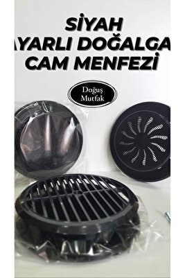 Ayarlı Cam Menfezi Doğalgaz Menfez Kapağı Siyah ürün fotoğrafı