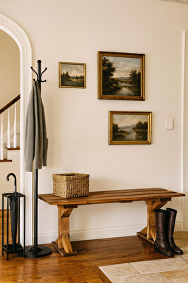 Masif Ahşap Bank Mutfak Bankı Bench 100cm X 30cm Ceviz Renk ürün fotoğrafı