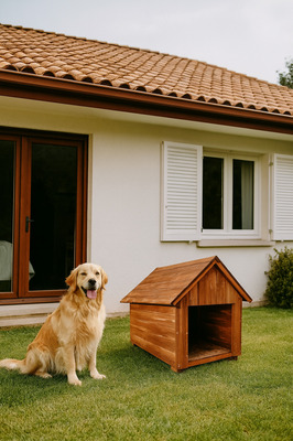 Orta Boy Irk Köpekler Için Doğal Ahşap Kulübe Dış Mekan Köpek Evi ürün fotoğrafı