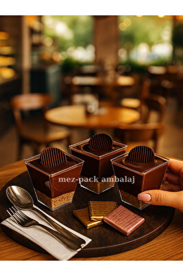 *8 Tane** Adet Prizma Mini Mika Plastik Kare Kap Küp Sunum Kase 200cc 8 Tane**gıdaya Uygun ürün fotoğrafı