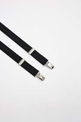 Erkek Düz Ince Siyah Pantolon Askısı ürün fotoğrafı