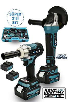 2 Li Set Şarjlı Taşlama Şarjlı Somun Sıkma Sökme Setli 58vf ürün fotoğrafı