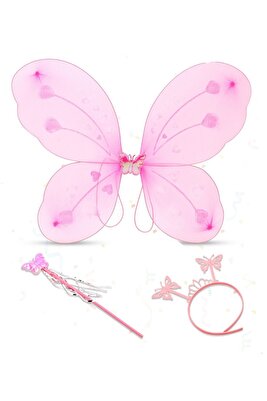 Kelebek Kanat, Taç ve Asa 3'lü Set - Pembe ürün fotoğrafı