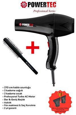 TR-901 Turbo Profesyonel Fön Makinası + Berber Fön Fırçası ürün fotoğrafı