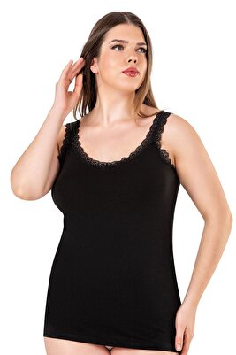 Özkan 26802 Kadın Pamuklu Yakası Dantel Detaylı Kalın Askılı Esnek Rahat Büyük Beden Atlet ürün fotoğrafı