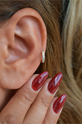 Sıralı Zirkon Taşlı Halka Piercing Tragus Helix Kıkırdak Küpe ürün fotoğrafı