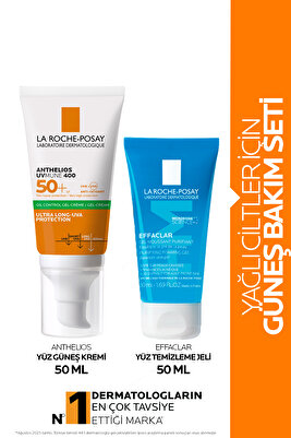 Sivilceye Eğilimli Ciltler İçin Cilt Bakım Seti: Yüz Temizleme Jeli &Anthelios SPF50+ Güneş Kremi ürün fotoğrafı