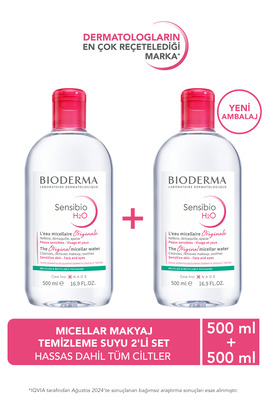 Sensibio H2O Micellar Makyaj Temizleme Suyu 2'li Set Hassas ve Tüm Ciltler Yüz ve Göz Çevresi 500 ml ürün fotoğrafı