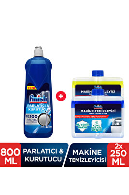 Bulaşık Makinesi Parlatıcı 800 ml + Makine Temizleyici Sıvı 2 x 250 ml ürün fotoğrafı