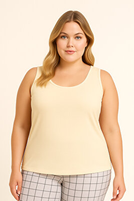 Ten Pamuklu Büyük Beden Kalın Askılı Kadın Atlet ürün fotoğrafı