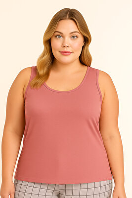 Vizon Pamuklu Büyük Beden Kalın Askılı Kadın Atlet ürün fotoğrafı