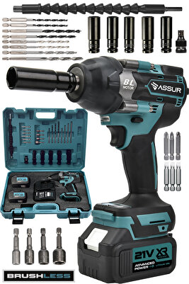 ASSUR 21v Çift Akülü Vidalama Darbeli Kömürsüz 800 nm 10 Pilli Bijon Somun Sökme Sıkma ürün fotoğrafı