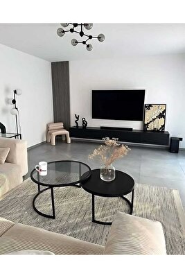 Monza ikili Sehpa Füme Cam / Siyah ürün fotoğrafı
