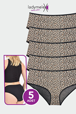 Kadın Külot, Battal Külot, Leopar Desenli, Büyük Beden Külot, 5'li Paket ürün fotoğrafı