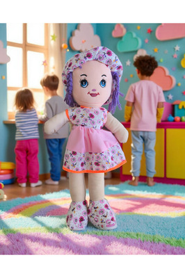 Oyuncak Bez Bebek 50cm Pembe Elbiseli Kız Çocuk Oyuncak Bebek Eğitici Oyuncaklar ürün fotoğrafı