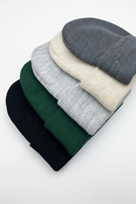 Unisex Düz Basic Katlamalı Kışlık Yerli 5'li Bere Takımı ürün fotoğrafı