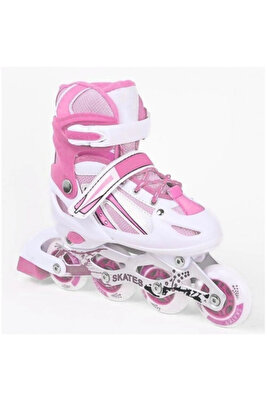 Pembe Çocuk Pateni 2+1+1 Alıştırma Teker Numara Ayarlı Başlangıç Pateni ürün fotoğrafı