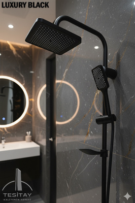Siyah Robot Duş Seti El Ve Tepe Duş Başlığı Spiral Takımı Banyo Duşu ürün fotoğrafı