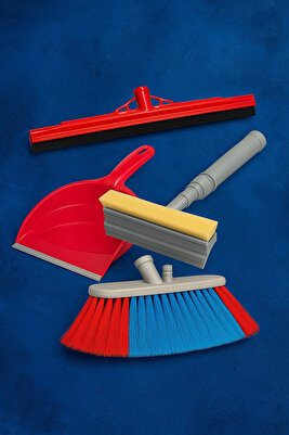 DİKKAT SAPSIZ Yer Çekpas Çekçek+süpürge Fırça Ucu+faraş Kürek+süngerli Cam Çekpas Temizlik Seti ürün fotoğrafı