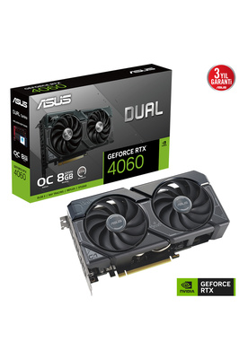 DUAL-RTX4060-O8G 8GB Geforce RTX4060 GDDR6 128bit HDMI 3xDP 16x Ekran Kartı ürün fotoğrafı