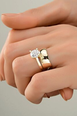 Tektaş Alyans 8 Ayar Altın Yüzük – Işıltılı Zarif Model ürün fotoğrafı