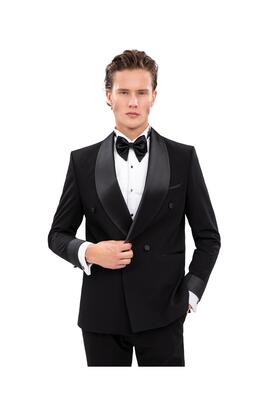 Erkek Slim Fit Şal Yaka 4 Düğmeli Kruvaze Smokin &amp;amp; Damatlık ürün fotoğrafı