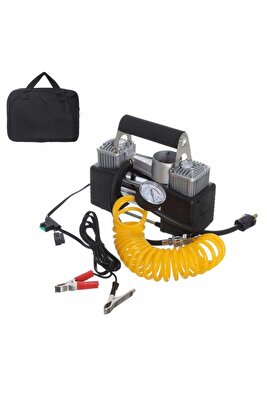 HAVA KOMPRESÖRÜ ÇİFT SİLİNDİR METAL GÖVDE PROFESYONEL 12V ÇANTALI ürün fotoğrafı